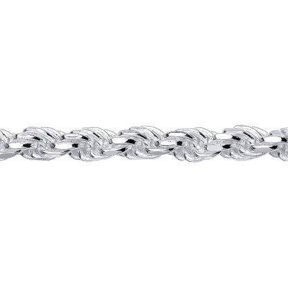 Sterling Silver  Diamond-cut Solid Rope Chain Necklace 7mm - GVCH46
