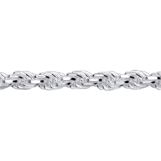 Sterling Silver  Diamond-cut Solid Rope Chain Necklace 7mm - GVCH46