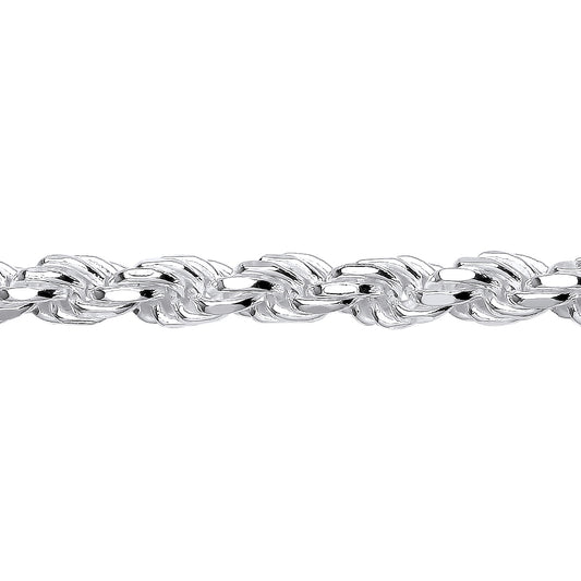 Mens Silver  Diamond-cut Solid Rope Chain Bracelet 7mm 8.5 inch - GVCH46