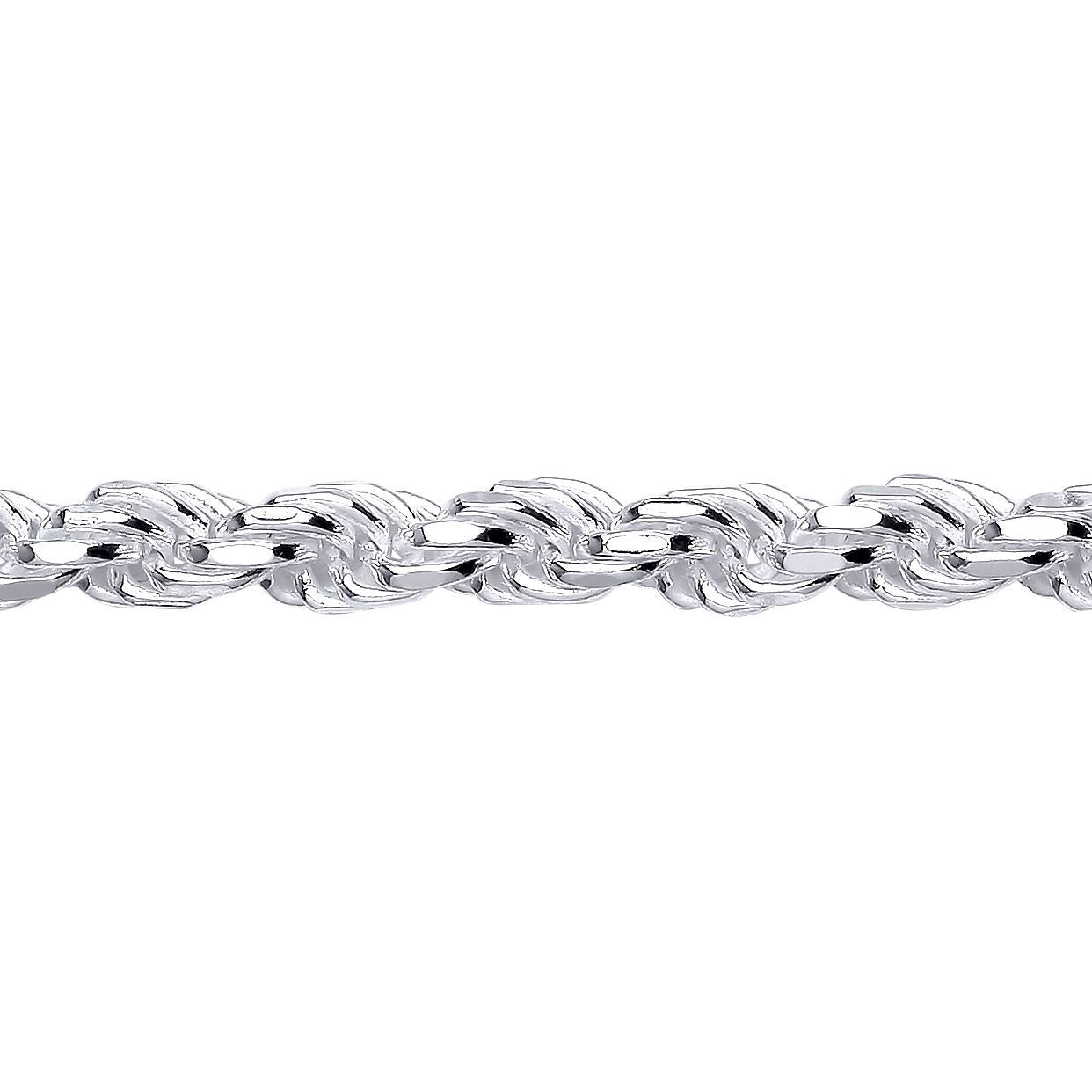 Sterling Silver  Diamond-cut Solid Rope Chain Necklace 7mm - GVCH46