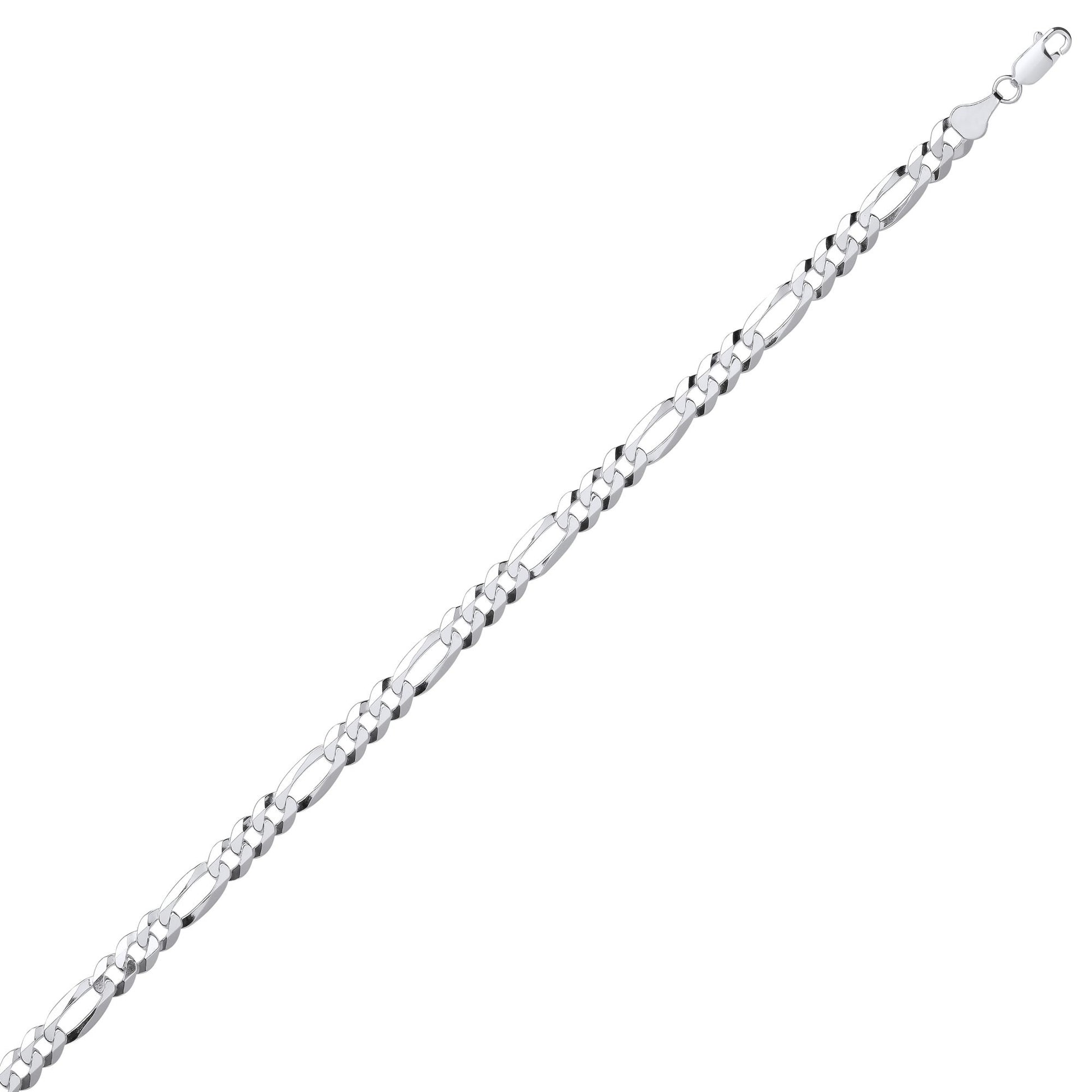 Silver  Diamond-cut 3+1 Figaro Chain Bracelet 6mm 8.5 inch - GVCH47