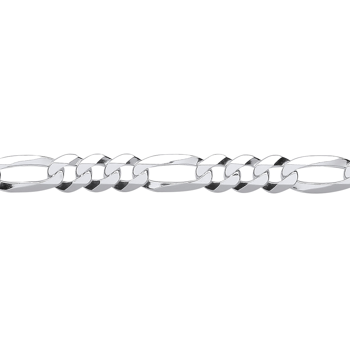 Unisex Silver  Diamond-cut 3+1 Figaro Chain Bracelet 6mm 8.5 inch - GVCH47