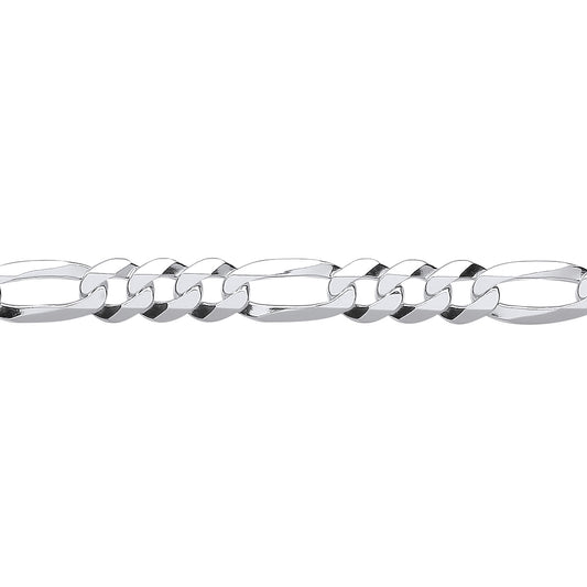 Unisex Silver  Diamond-cut 3+1 Figaro Chain Bracelet - GVCH47