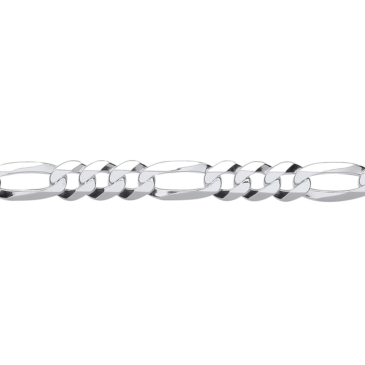 Silver  Diamond-cut 3+1 Figaro Chain Bracelet 6mm 7.5 inch - GVCH47