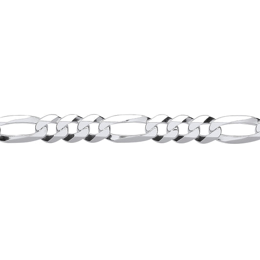 Unisex Silver  Diamond-cut 3+1 Figaro Chain Bracelet 6mm 7.5 inch - GVCH47