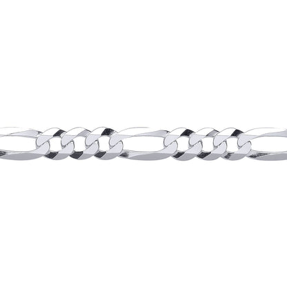 Silver  Diamond-cut 3+1 Figaro Chain Bracelet 7mm 7.5 inch - GVCH48