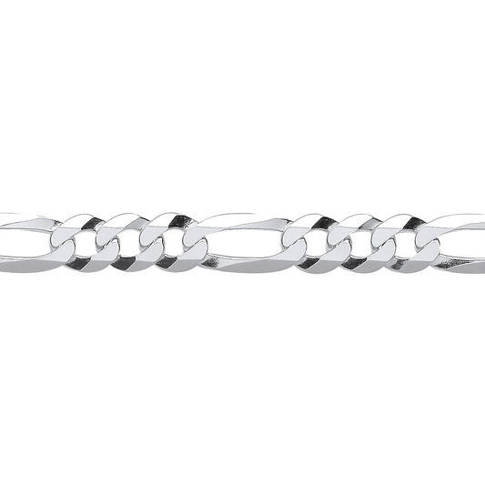 Unisex Silver  Diamond-cut 3+1 Figaro Chain Necklace - GVCH48