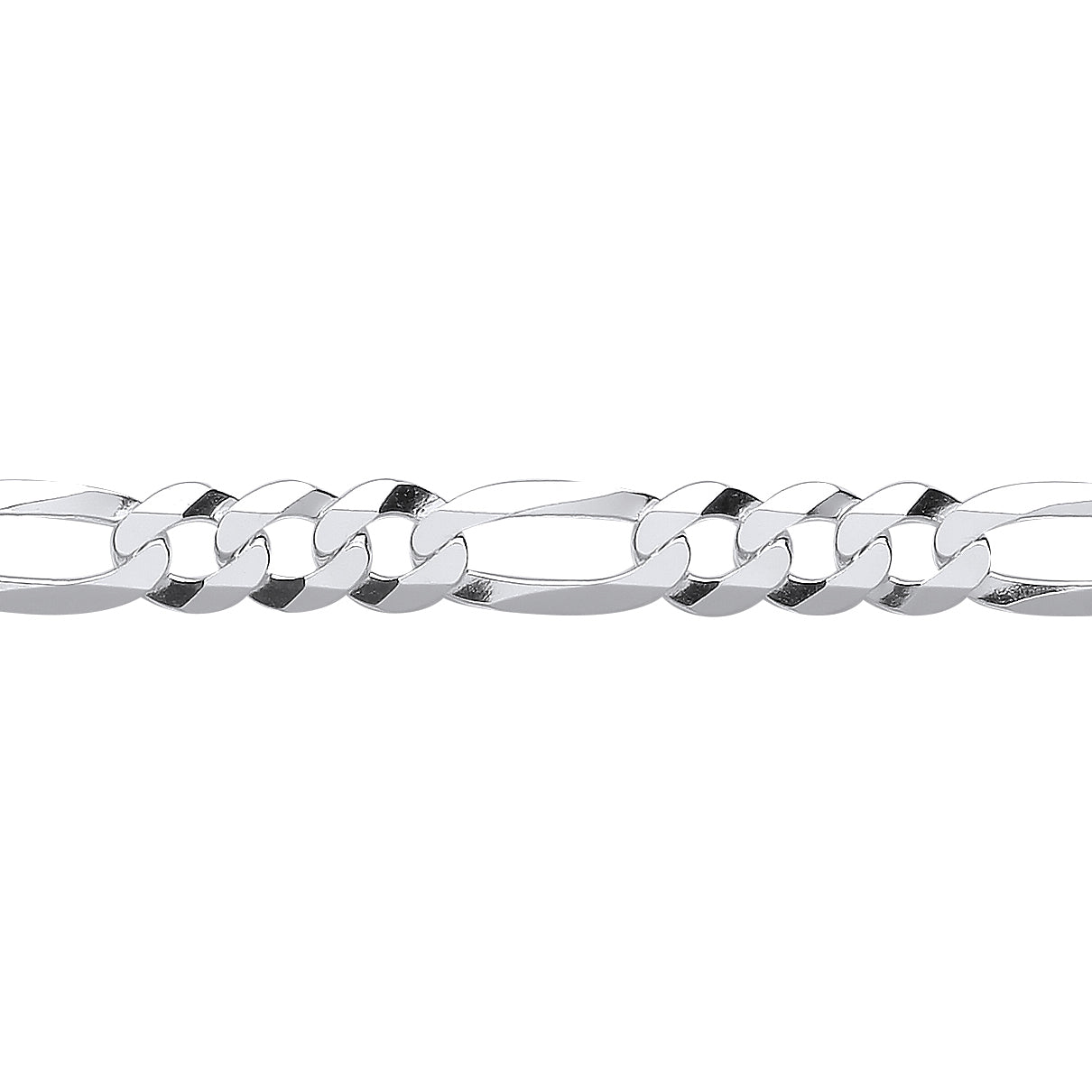 Unisex Silver  Diamond-cut 3+1 Figaro Chain Bracelet 7mm 7.5 inch - GVCH48