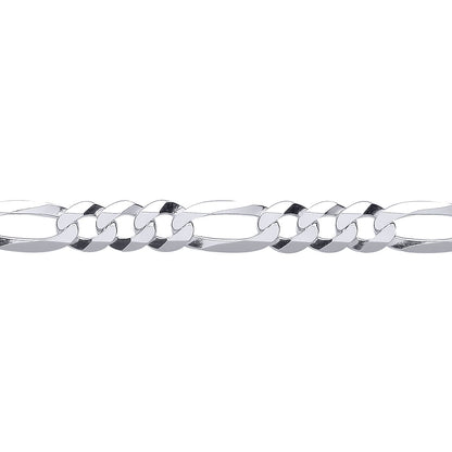 Silver  Diamond-cut 3+1 Figaro Chain Bracelet 7mm 8.5 inch - GVCH48