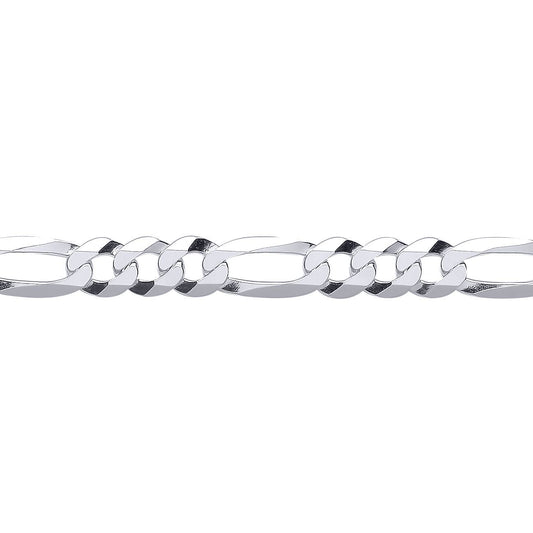 Silver  Diamond-cut 3+1 Figaro Chain Bracelet 7mm 8.5 inch - GVCH48