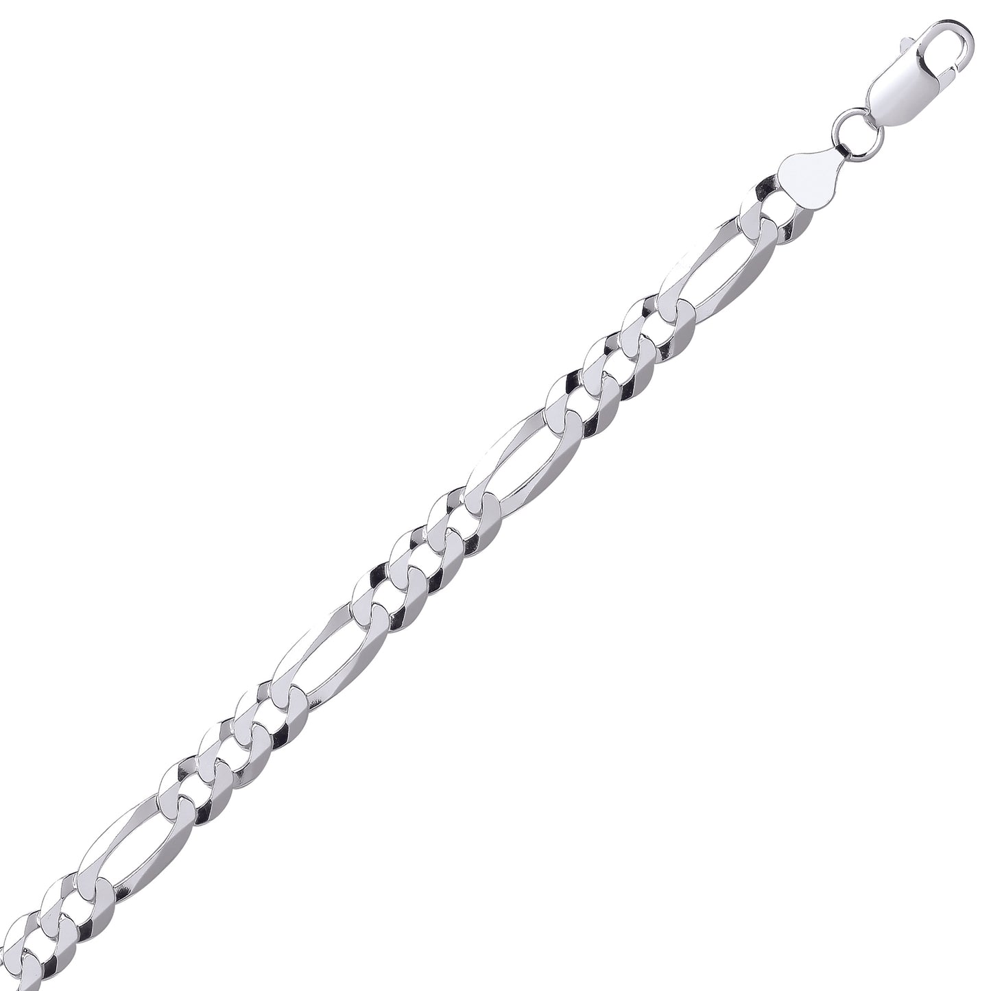 Unisex Silver  Diamond-cut 3+1 Figaro Chain Bracelet 8mm 7.5 inch - GVCH49