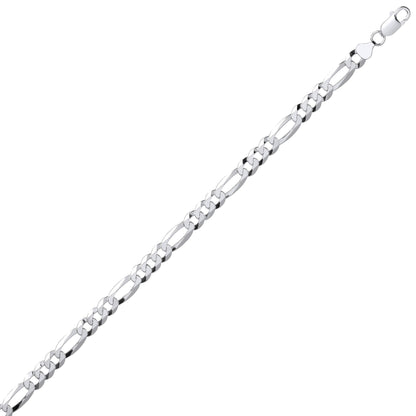 Silver  Diamond-cut 3+1 Figaro Chain Bracelet 8mm 7.5 inch - GVCH49