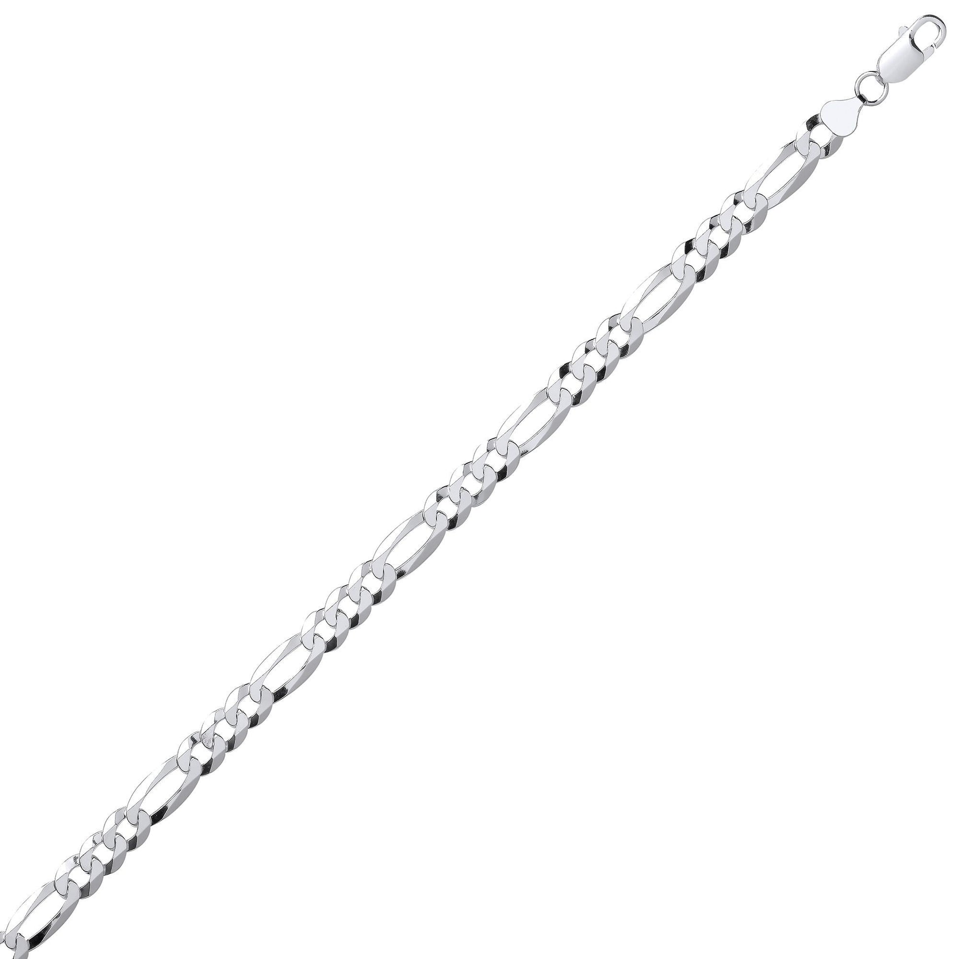 Silver  Diamond-cut 3+1 Figaro Chain Necklace 8mm - GVCH49