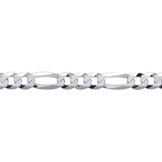 Unisex Silver  Diamond-cut 3+1 Figaro Chain Bracelet - GVCH49
