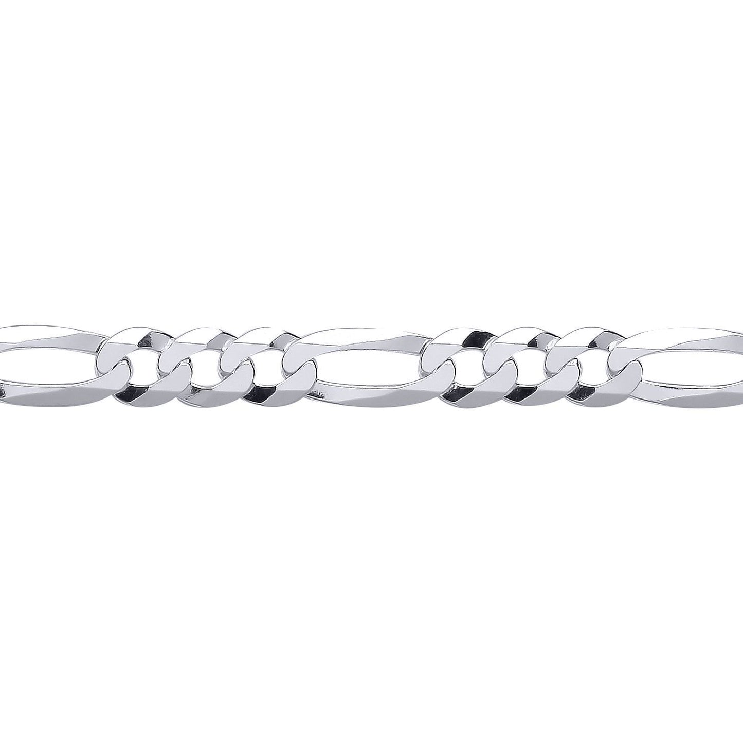 Silver  Diamond-cut 3+1 Figaro Chain Necklace 8mm - GVCH49