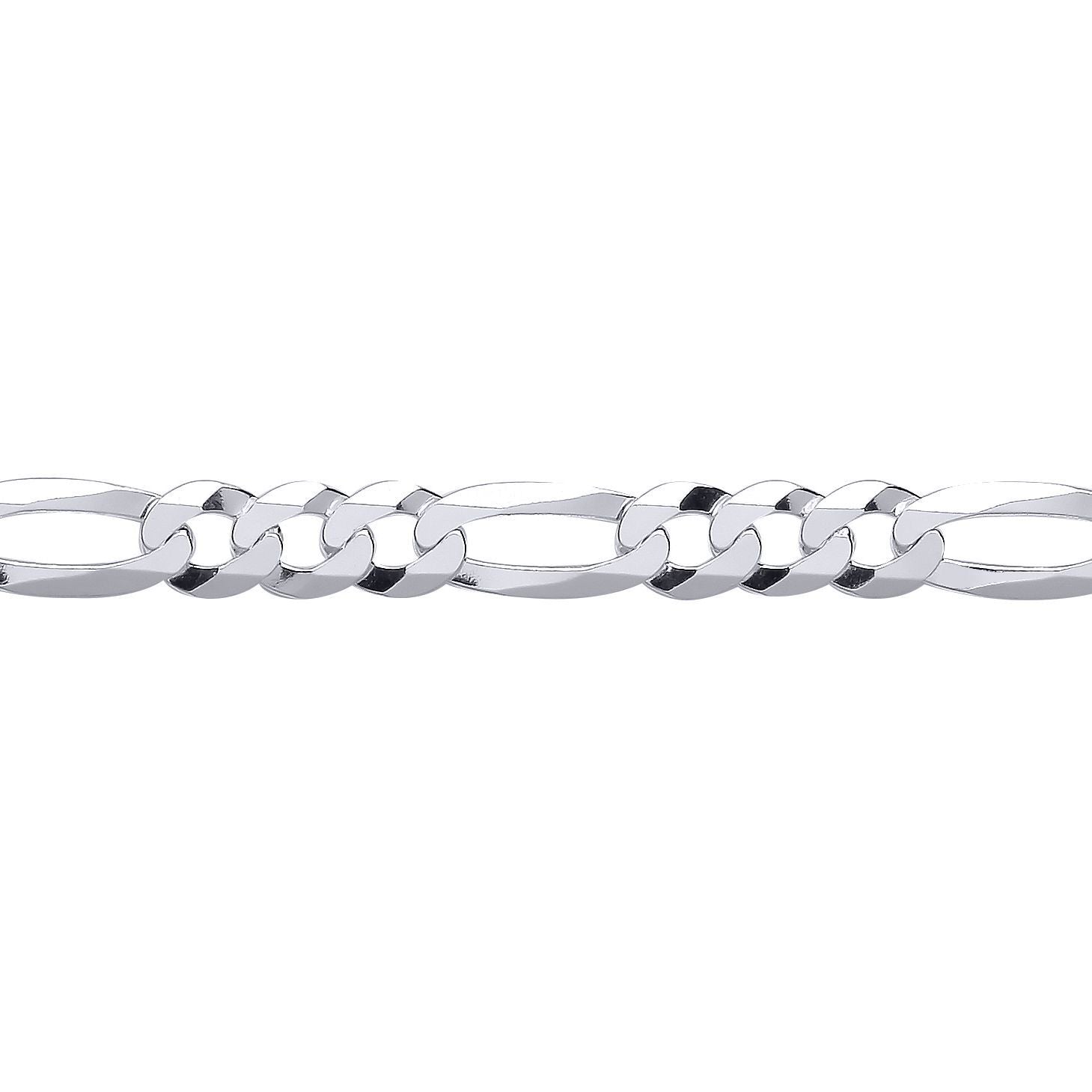 Silver  Diamond-cut 3+1 Figaro Chain Necklace 8mm - GVCH49
