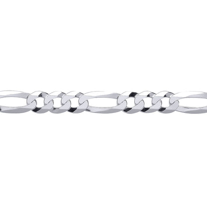 Silver  Diamond-cut 3+1 Figaro Chain Necklace 8mm - GVCH49
