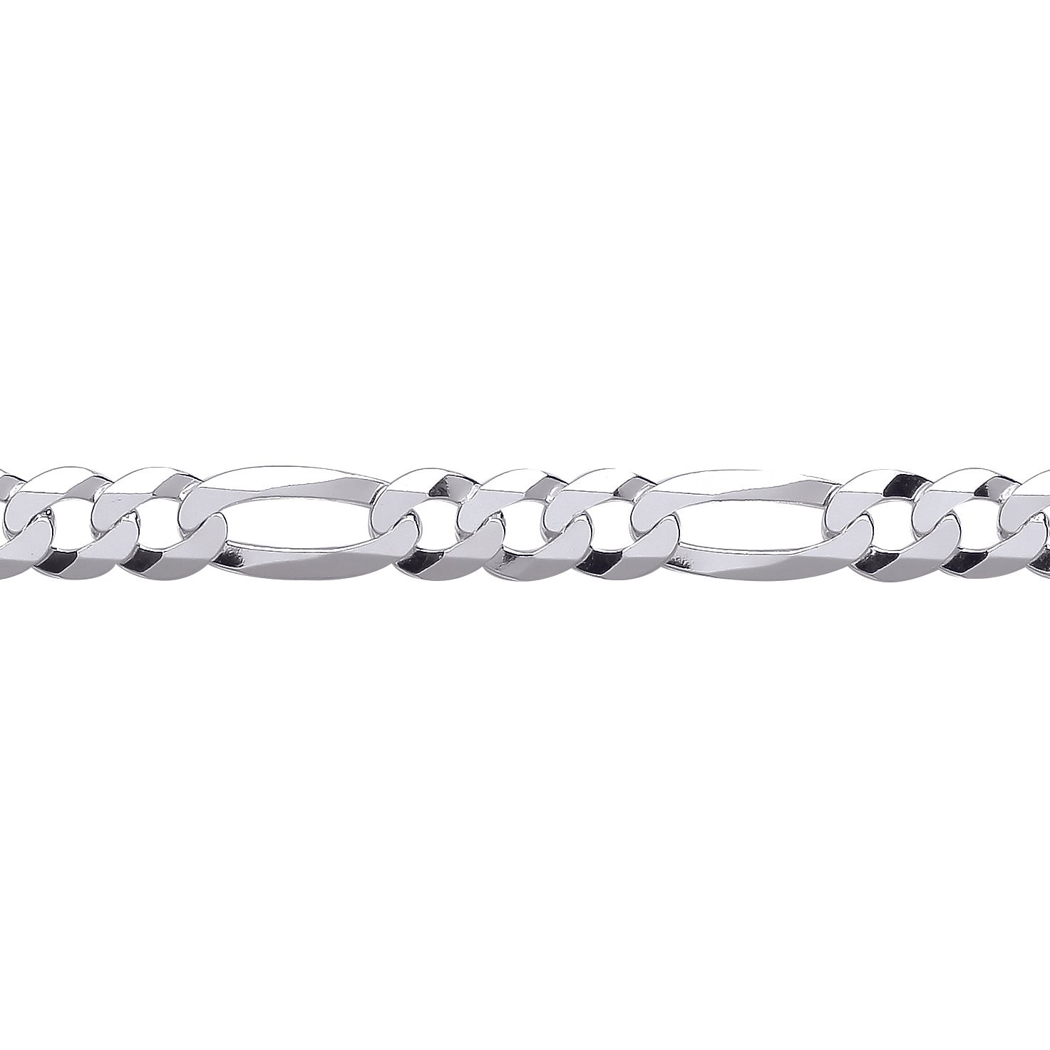 Unisex Silver  Diamond-cut 3+1 Figaro Chain Bracelet 8mm 8.5 inch - GVCH49