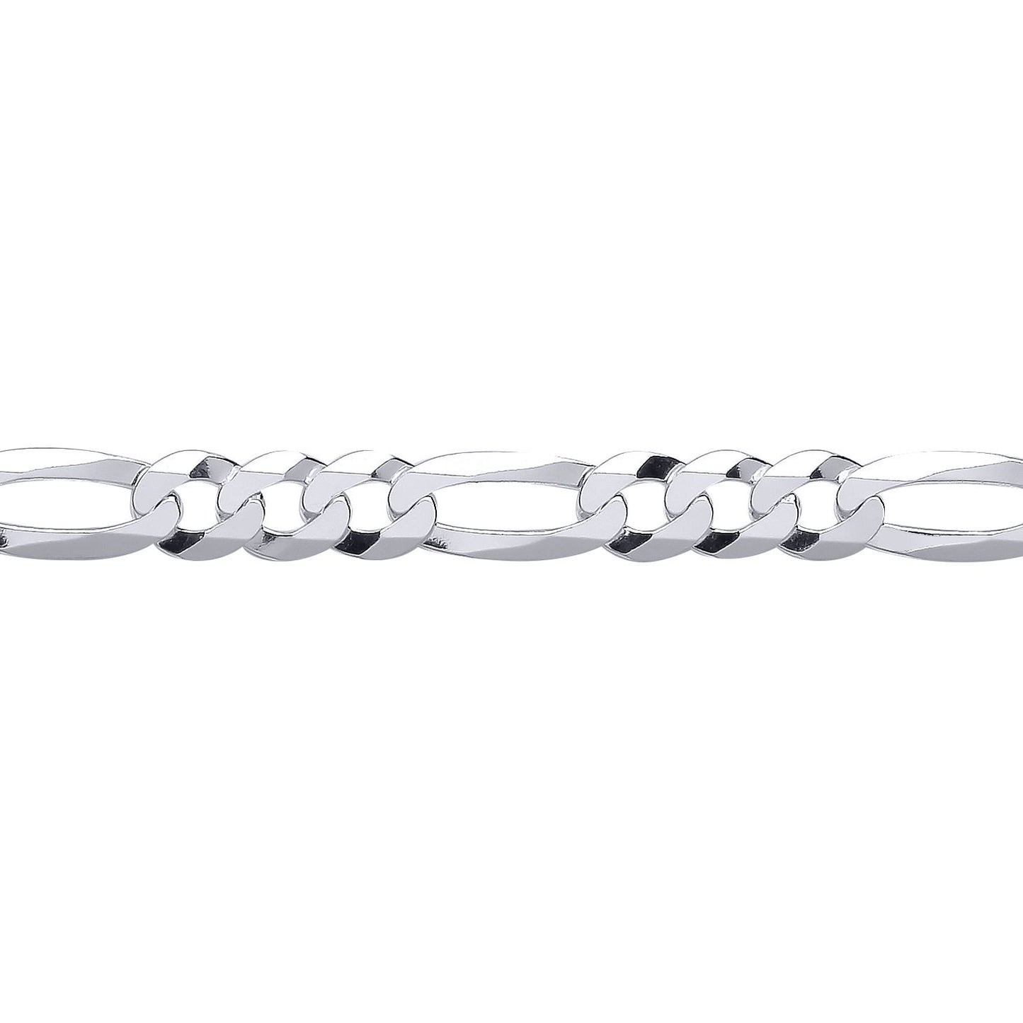 Silver  Diamond-cut 3+1 Figaro Chain Bracelet 8mm 8.5 inch - GVCH49
