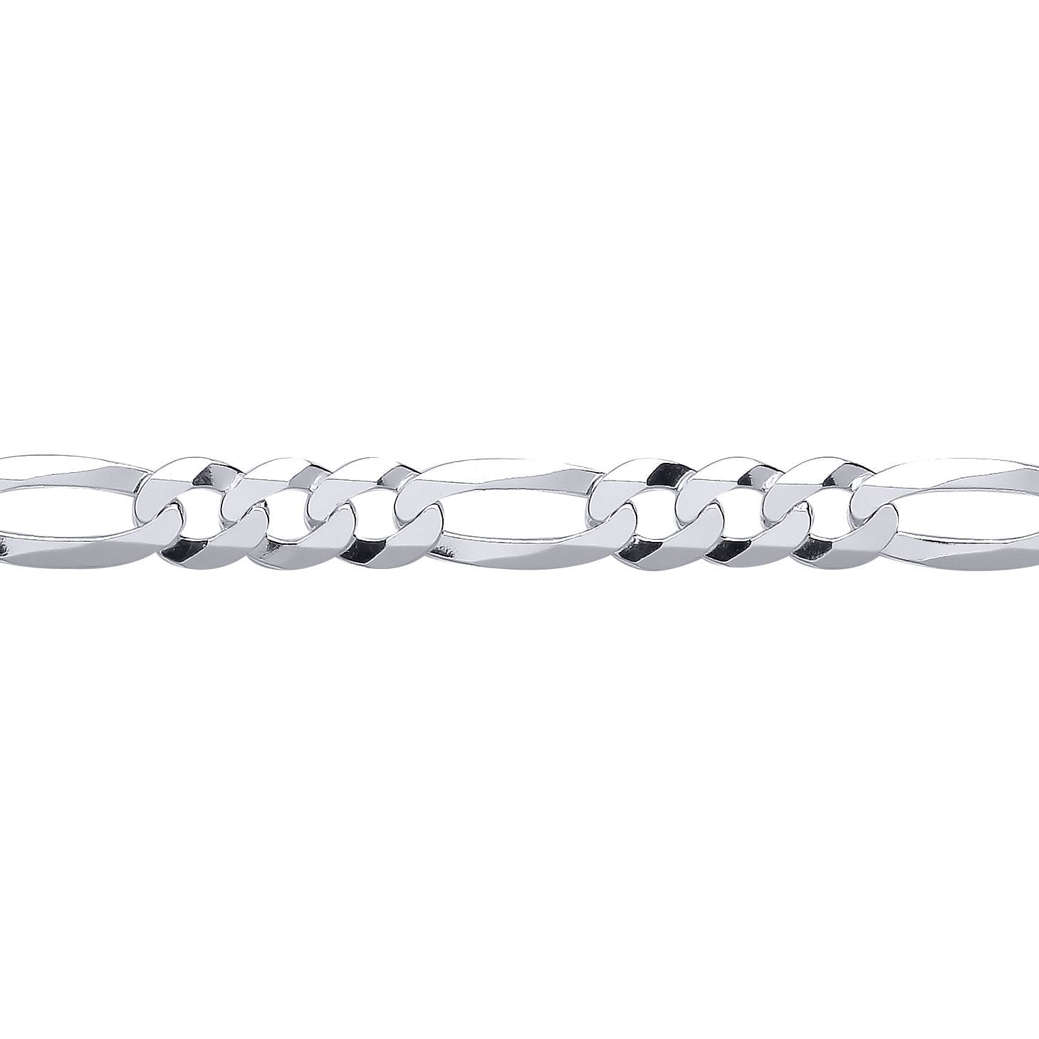 Silver  Diamond-cut 3+1 Figaro Chain Bracelet 8mm 8.5 inch - GVCH49