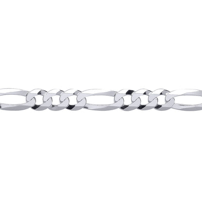 Silver  Diamond-cut 3+1 Figaro Chain Bracelet 8mm 8.5 inch - GVCH49