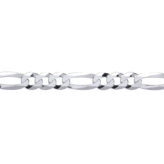 Silver  Diamond-cut 3+1 Figaro Chain Bracelet 8mm 8.5 inch - GVCH49