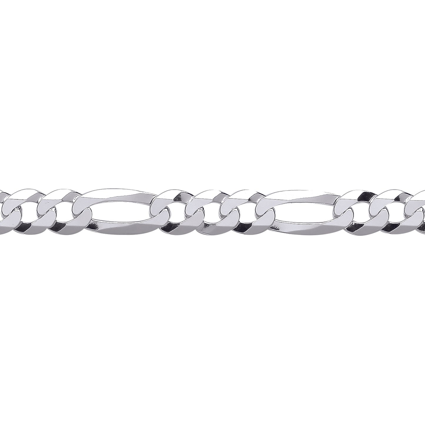 Unisex Silver  Diamond-cut 3+1 Figaro Chain Bracelet 8mm 8.5 inch - GVCH49