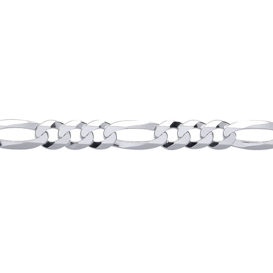 Silver  Diamond-cut 3+1 Figaro Chain Necklace 8mm - GVCH49