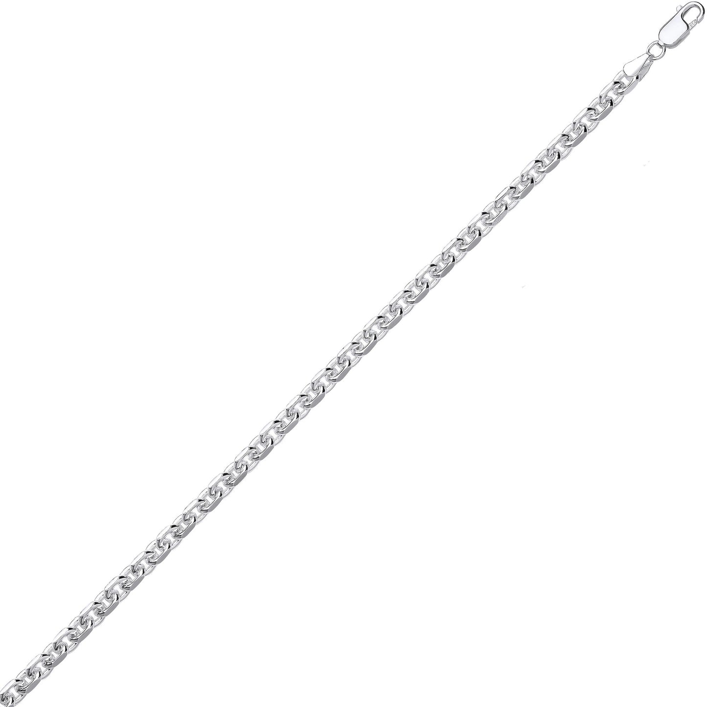 Silver  Diamond-cut Cable Square Belcher Chain Bracelet - GVCH52