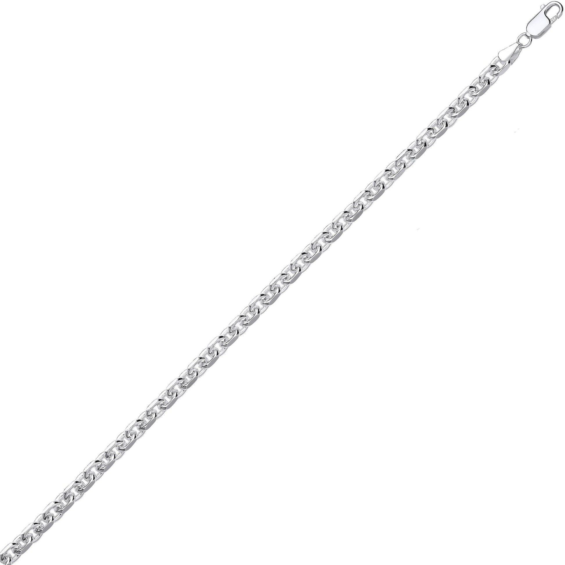 Silver  Diamond-cut Cable Square Belcher Chain Bracelet - GVCH52