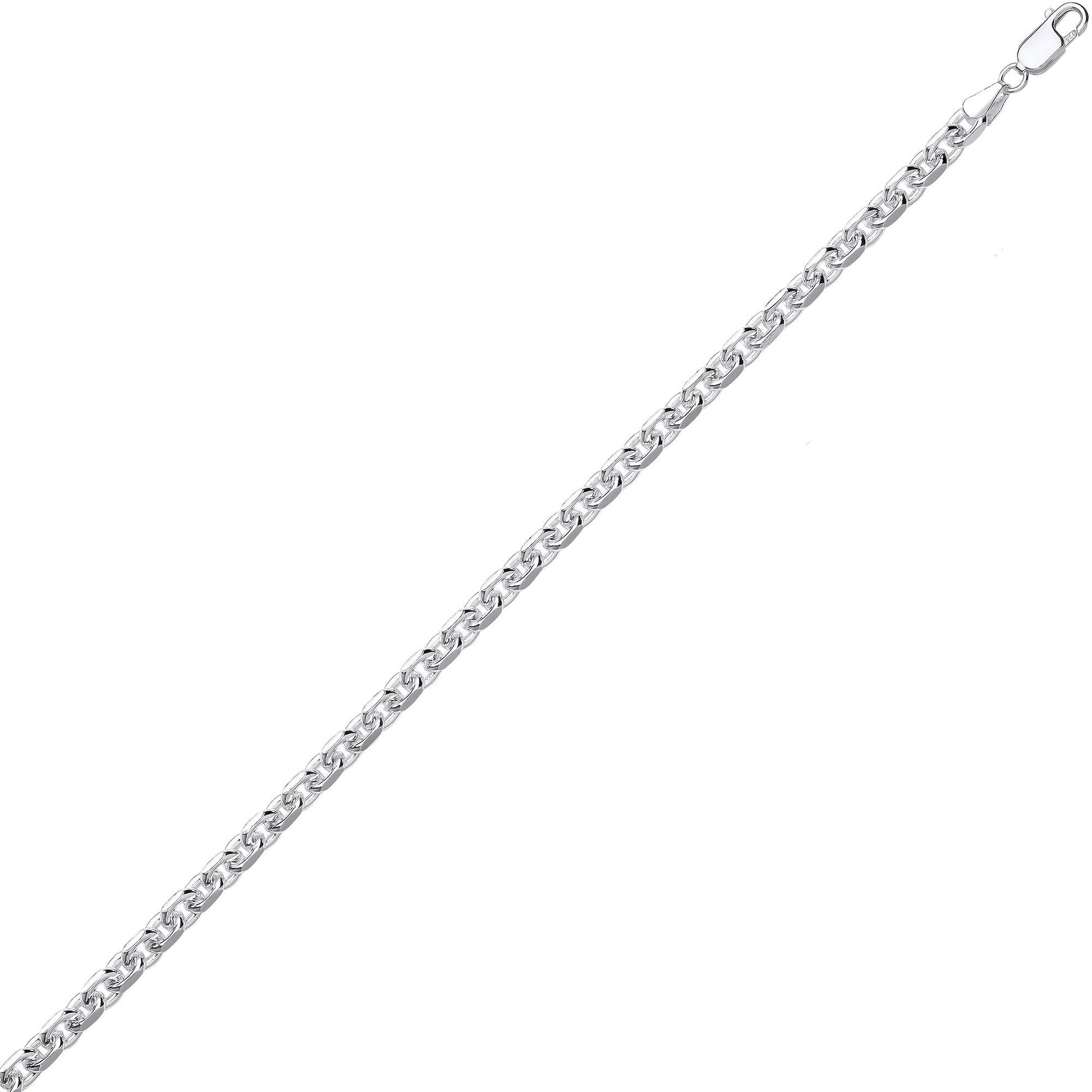 Silver  Diamond-cut Cable Square Belcher Chain Necklace - GVCH52