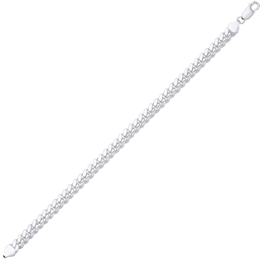 Silver  Miami Cuban Court Curb Link Chain Bracelet 7mm 8.5" - GVCH56