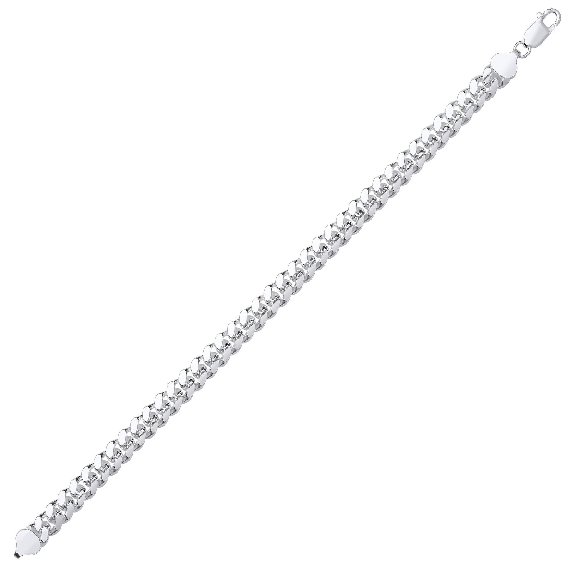 Silver  Miami Cuban Court Curb Link Chain Bracelet 8mm 7.5" - GVCH57