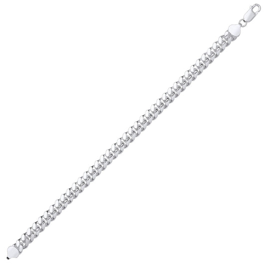 Silver  Miami Cuban Court Curb Link Chain Bracelet 8mm 7.5" - GVCH57