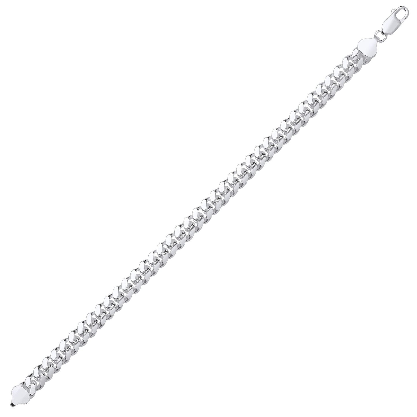 Silver  Miami Cuban Court Curb Link Chain Bracelet 8mm 8.5" - GVCH57