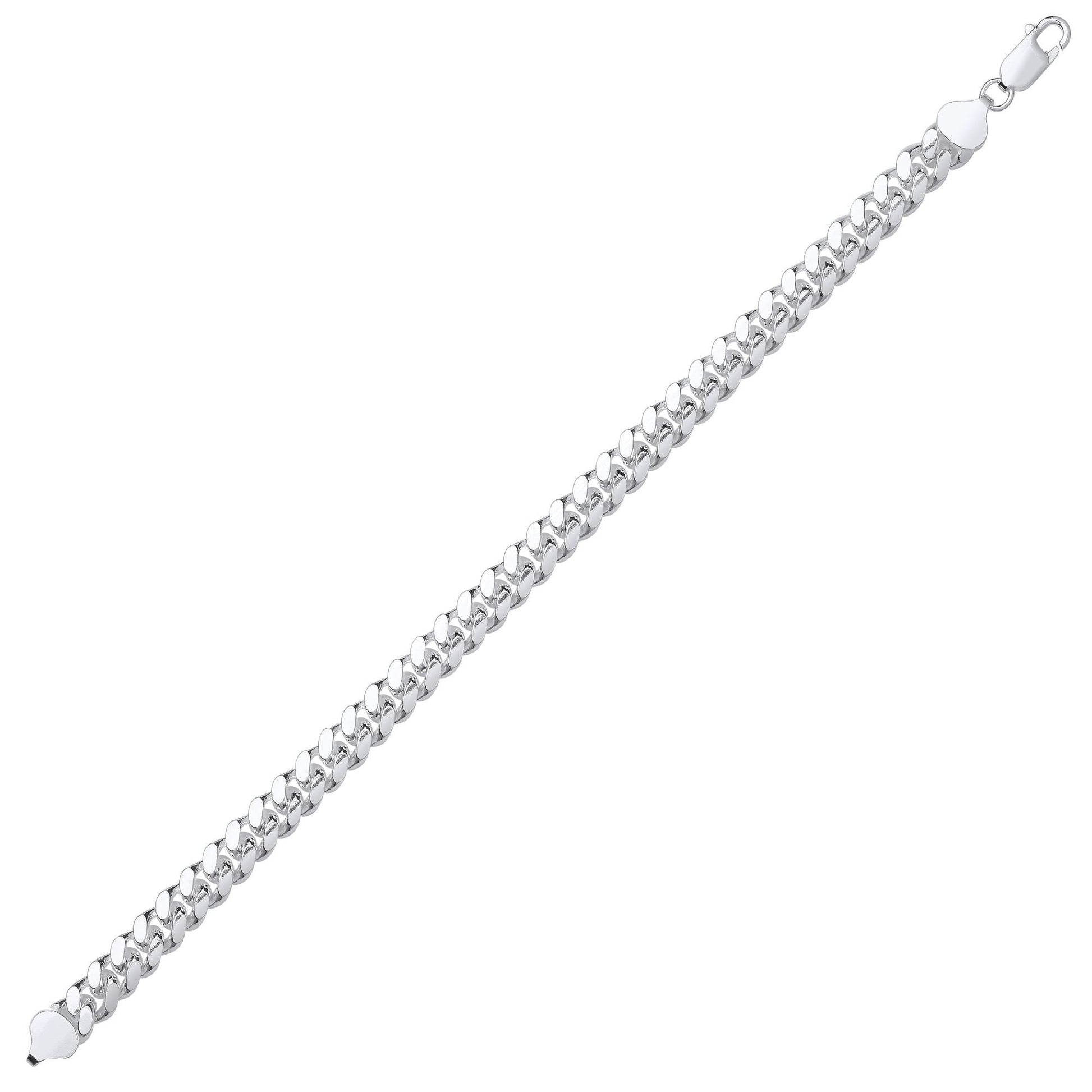 Silver  Miami Cuban Court Curb Link Chain Bracelet 8mm 8.5" - GVCH57