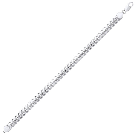 Silver  Miami Cuban Court Curb Link Chain Bracelet 8mm 8.5" - GVCH57