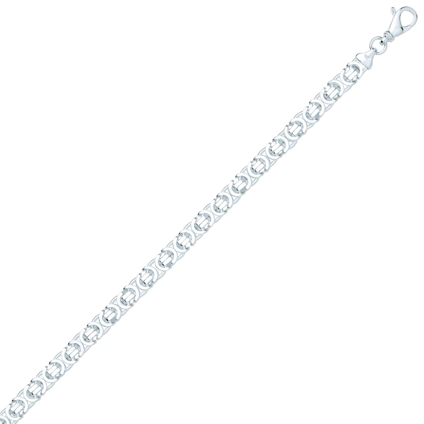 925 Sterling Silver  Flat Byzantine Chain Necklace 7mm - GVCH58
