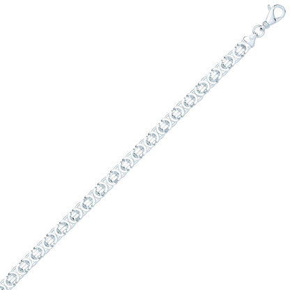 Unisex 925 Sterling Silver  Flat Byzantine Chain Necklace 7mm - GVCH58