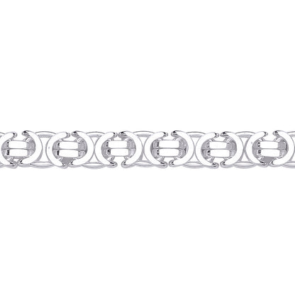 Unisex 925 Sterling Silver  Flat Byzantine Chain Necklace 7mm - GVCH58