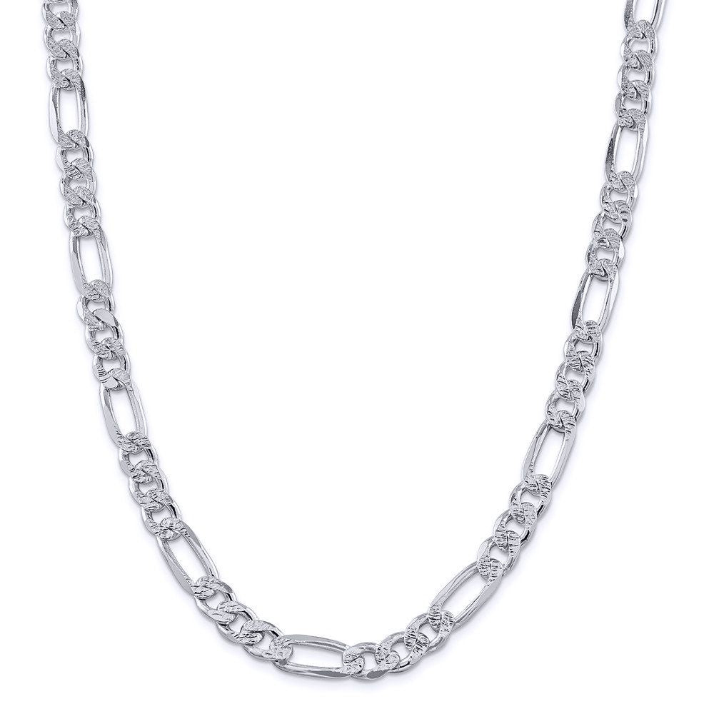 925 Sterling Silver Figaro Diamond Cut Link Chain - GVCH59