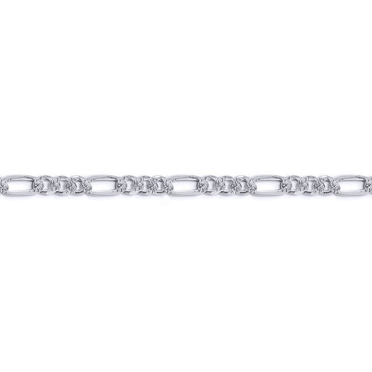 925 Sterling Silver Figaro Diamond Cut Link Chain - GVCH59