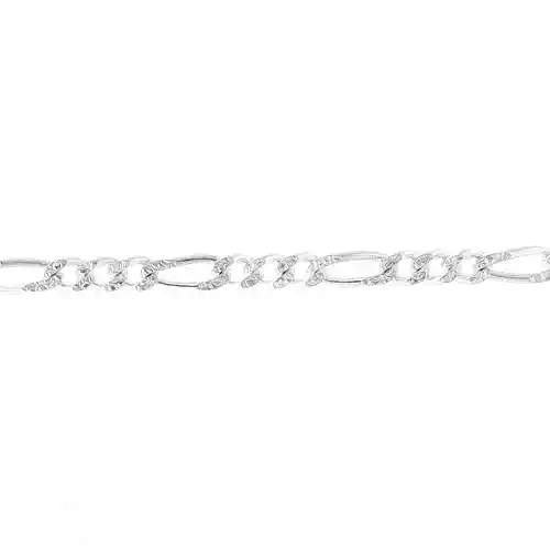 Silver  Sparkling Diamond-cut Figaro Chain Link Necklace - GVCH59