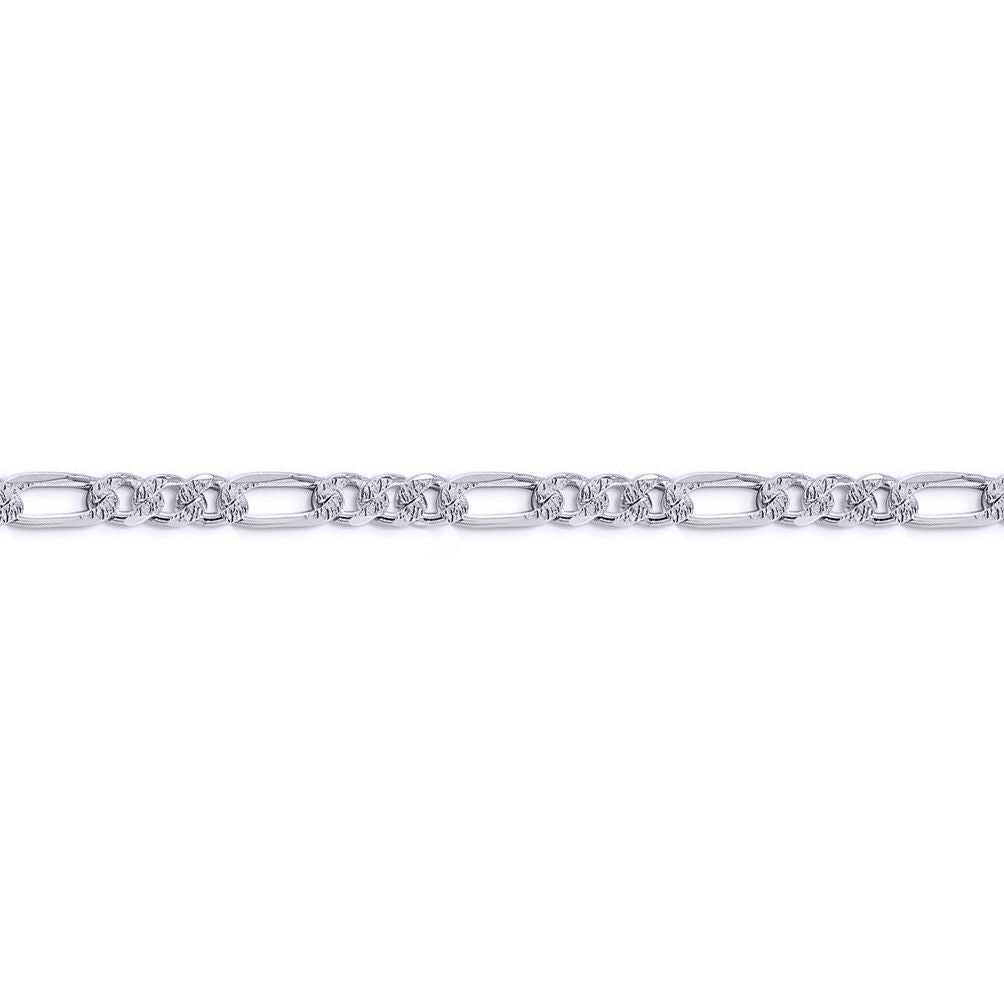 925 Sterling Silver Figaro Diamond Cut Link 20 - GVCH59