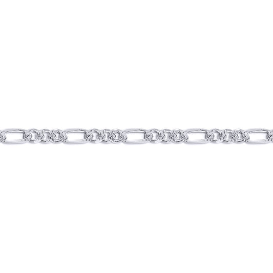 Silver  Diamond-cut 3 Plus 1 Link Figaro Chain Necklace - GVCH59