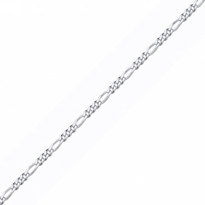 Unisex Silver  Diamond-cut 3 Plus 1 Link Figaro Chain Necklace - GVCH59
