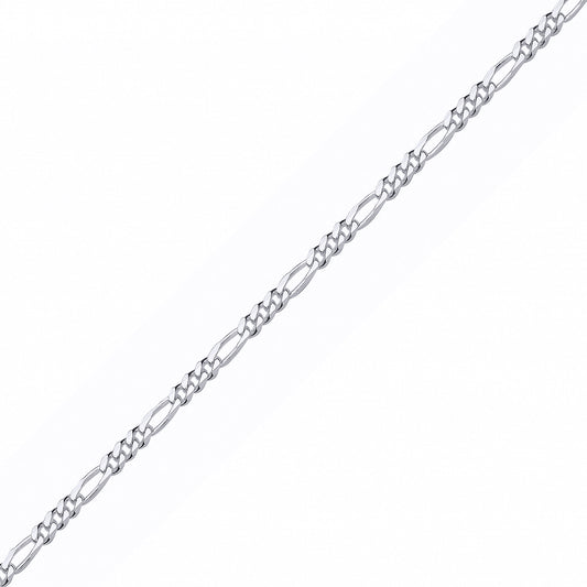 Unisex Silver  Diamond-cut 3 Plus 1 Link Figaro Chain Necklace - GVCH59