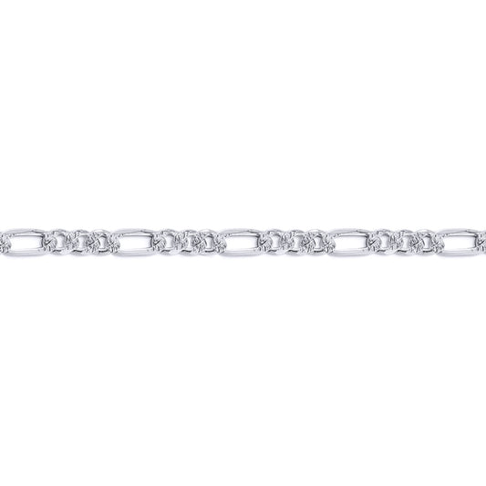 Silver  Sparkling Diamond-cut Figaro Chain Link Necklace - GVCH59