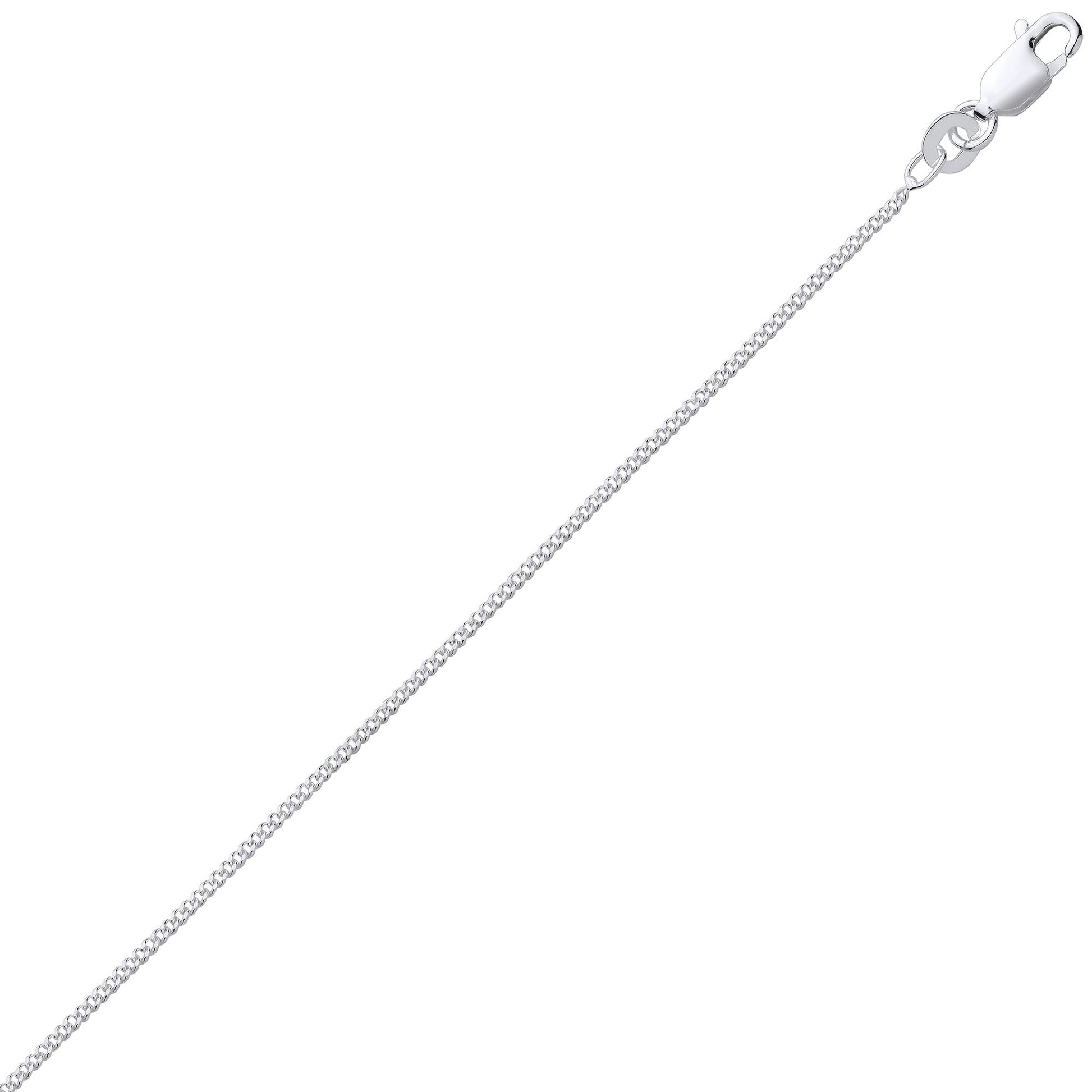 Silver  Diamond-cut Curb Pendant Chain Necklace - GVCH64