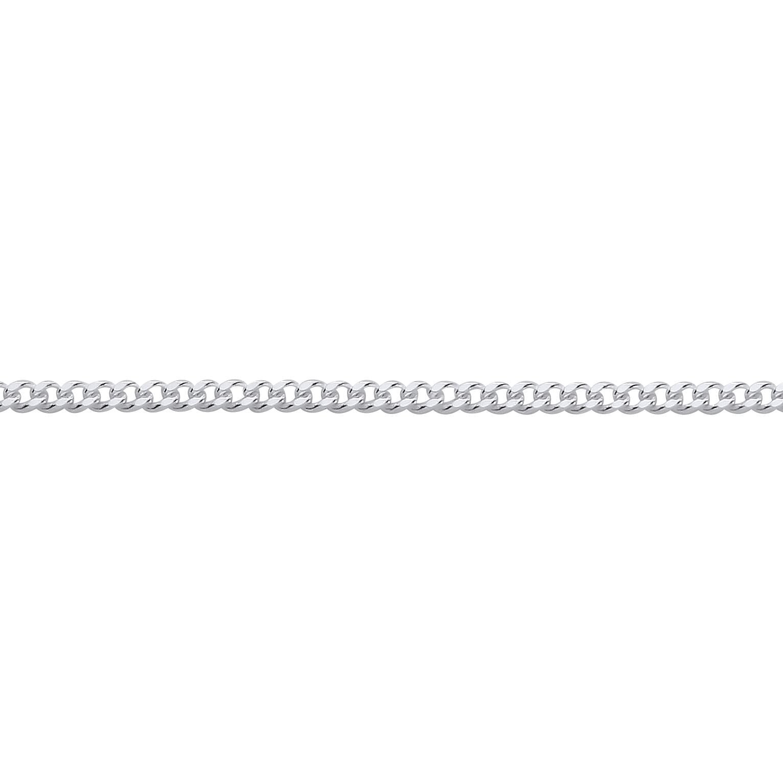 Silver  Traditional Diamond-Cut Rounded Curb Curb Chain Necklace - GVCH64